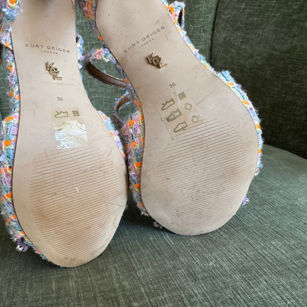 Kurt Geiger Kensington Bow Heels Tweed Crystal Eagle Purple Orange EU36 US6 COA - Picture 8 of 8